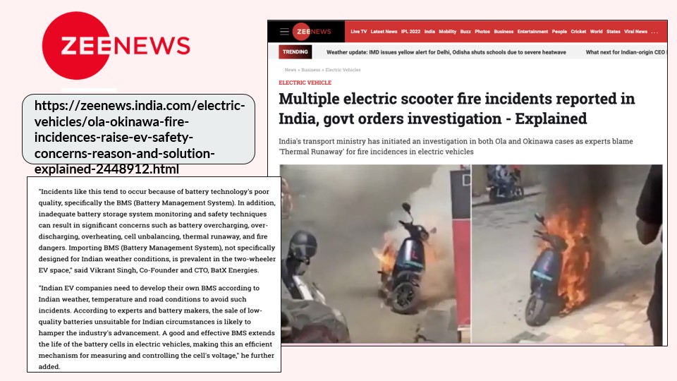 Electric Scooters Fire Incidents - Battery recycling business in india